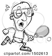 Clipart Of A Tired Senior Man Racquetball Player Royalty Free Vector Illustration