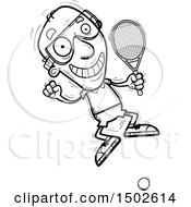 Clipart Of A Jumping Senior Man Racquetball Player Royalty Free Vector Illustration