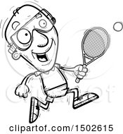 Clipart Of A Running Senior Man Racquetball Player Royalty Free Vector Illustration