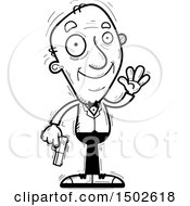 Clipart Of A Waving Senior Male Spy Royalty Free Vector Illustration