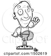 Clipart Of A Waving Senior Man Badminton Player Royalty Free Vector Illustration