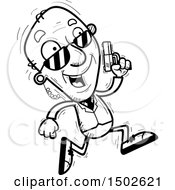 Clipart Of A Running Senior Man Secret Service Agent Royalty Free Vector Illustration
