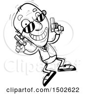 Clipart Of A Jumping Senior Man Secret Service Agent Royalty Free Vector Illustration