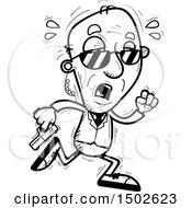 Clipart Of A Tired Running Senior Man Secret Service Agent Royalty Free Vector Illustration