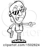 Clipart Of A Mad Pointing Senior Man Secret Service Agent Royalty Free Vector Illustration