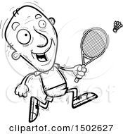 Clipart Of A Running Senior Man Badminton Player Royalty Free Vector Illustration