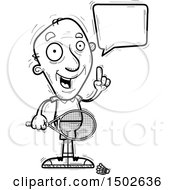 Clipart Of A Talking Senior Man Badminton Player Royalty Free Vector Illustration