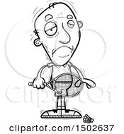 Clipart Of A Sad Senior Man Badminton Player Royalty Free Vector Illustration