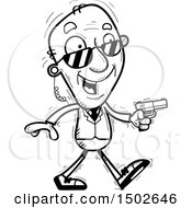 Clipart Of A Walking Senior Man Secret Service Agent Royalty Free Vector Illustration
