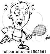 Clipart Of A Tired Senior Man Badminton Player Royalty Free Vector Illustration