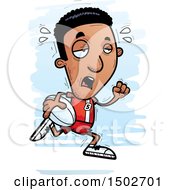 Clipart Of A Tired Running Black Male Rugby Player Royalty Free Vector Illustration
