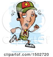 Clipart Of A Tired Running Black Male Scout Royalty Free Vector Illustration