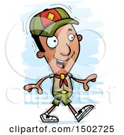 Clipart Of A Walking Black Male Scout Royalty Free Vector Illustration