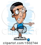 Clipart Of A Mad Pointing African American Man Racquetball Player Royalty Free Vector Illustration