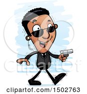 Clipart Of A Walking African American Male Secret Service Agent Royalty Free Vector Illustration