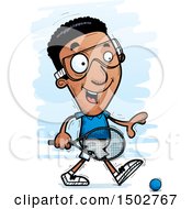 Clipart Of A Walking African American Man Racquetball Player Royalty Free Vector Illustration by Cory Thoman