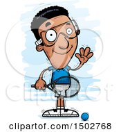 Clipart Of A Waving African American Man Racquetball Player Royalty Free Vector Illustration