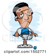 Clipart Of A Sad African American Man Racquetball Player Royalty Free Vector Illustration