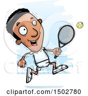 Poster, Art Print Of African American Man Playing Tennis And Running