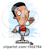 Clipart Of A Waving African American Man Badminton Player Royalty Free Vector Illustration