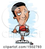 Clipart Of A Confident African American Man Badminton Player Royalty Free Vector Illustration