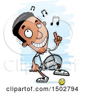 Clipart Of An African American Man Tennis Player Dancing Royalty Free Vector Illustration