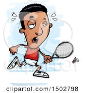 Clipart Of A Tired African American Man Badminton Player Royalty Free Vector Illustration