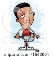Clipart Of A Sad African American Man Badminton Player Royalty Free Vector Illustration