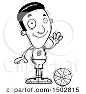 Clipart Of A Black And White Waving Black Male Basketball Player Royalty Free Vector Illustration