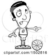 Clipart Of A Black And White Mad Pointing Black Male Basketball Player Royalty Free Vector Illustration