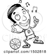 Clipart Of A Black And White Black Male Basketball Player Doing A Happy Dance Royalty Free Vector Illustration