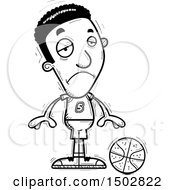 Clipart Of A Black And White Sad Black Male Basketball Player Royalty Free Vector Illustration