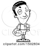 Clipart Of A Black And White Confident Black Male Football Player Royalty Free Vector Illustration