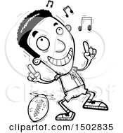 Clipart Of A Black And White Black Male Football Player Doing A Happy Dance Royalty Free Vector Illustration