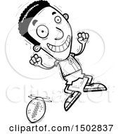 Clipart Of A Black And White Jumping Black Male Football Player Royalty Free Vector Illustration
