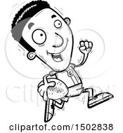 Clipart Of A Black And White Running Black Male Football Player Royalty Free Vector Illustration