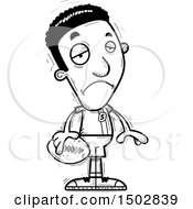 Clipart Of A Black And White Sad Black Male Football Player Royalty Free Vector Illustration