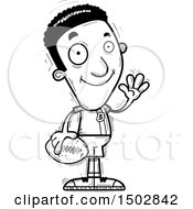 Clipart Of A Black And White Waving Black Male Football Player Royalty Free Vector Illustration