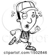 Clipart Of A Black And White Tired Running Black Male Referee Royalty Free Vector Illustration