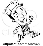 Clipart Of A Black And White Running Black Male Referee Royalty Free Vector Illustration