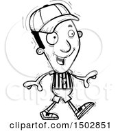 Clipart Of A Black And White Walking Black Male Referee Royalty Free Vector Illustration