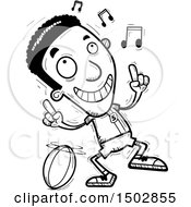 Clipart Of A Black And White Black Male Rugby Player Doing A Happy Dance Royalty Free Vector Illustration