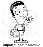 Clipart Of A Black And White Waving Black Male Rugby Player Royalty Free Vector Illustration