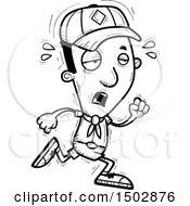 Clipart Of A Black And White Tired Running Black Male Scout Royalty Free Vector Illustration