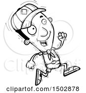 Clipart Of A Black And White Running Black Male Scout Royalty Free Vector Illustration