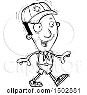Clipart Of A Black And White Walking Black Male Scout Royalty Free Vector Illustration