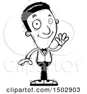 Clipart Of A Black And White Waving African American Man In A Tuxedo Royalty Free Vector Illustration