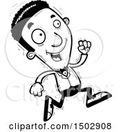 Clipart Of A Black And White Running African American Man In A Tuxedo Royalty Free Vector Illustration