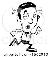 Clipart Of A Black And White Tired Running African American Man In A Tuxedo Royalty Free Vector Illustration