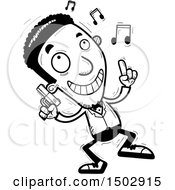 Clipart Of A Black And White Dancing African American Male Spy Or Secret Service Agent Royalty Free Vector Illustration